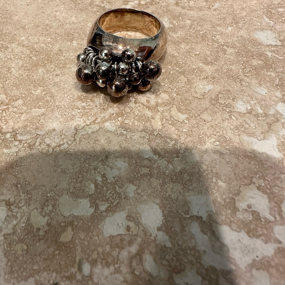 Sterling Silver (925) Ring With Tiny Silver Balls… - image 3